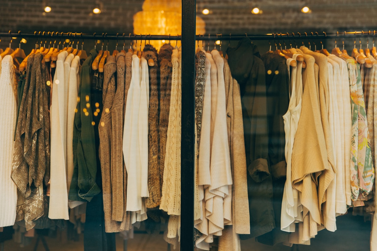 Clothes on a boutique rail